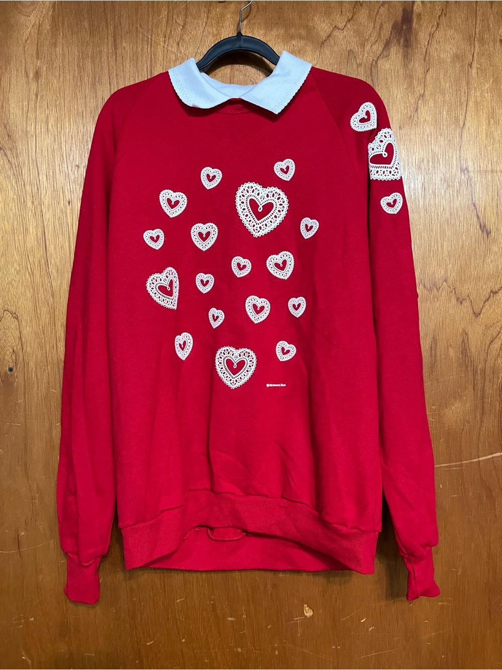 Jerzees Morning Sun vtg mock neck sweatshirt, 2X, hearts valentines cotton 90s